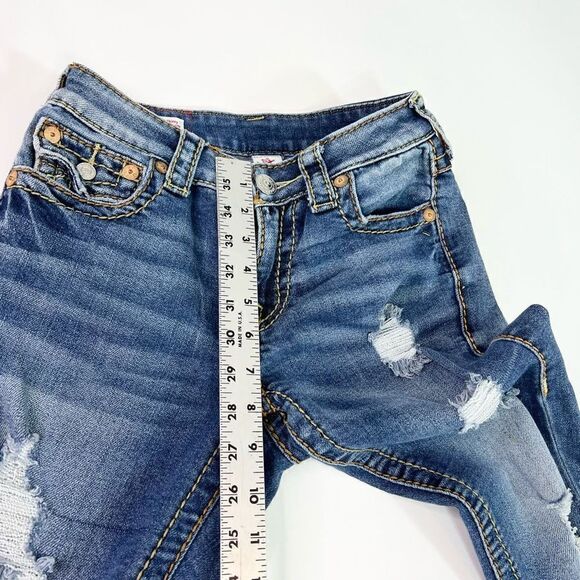 True Religion Skinny Jeans Womens 26 Mid Rise Jennie Curvy Rip Distressed Bottom - Picture 8 of 14